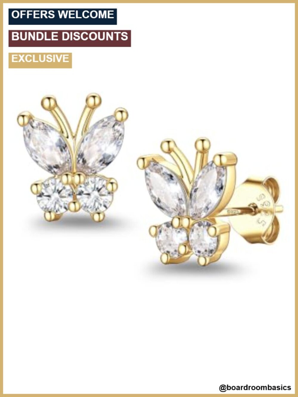 Butterfly Stud Earrings Dainty Cute Birthstone Zirconia Studs for Women